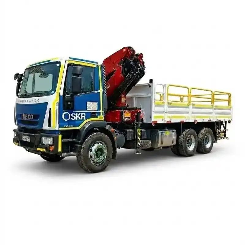 Arriendo de Camión Pluma 6.4 Ton. IVECO modelo Camión Eurocargo 260E y Grúa PK 32080 en SK Rental con cobertura nacional.